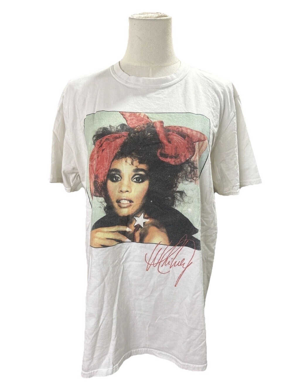 Nasty Gal Women’s Whitney Houston Graphic T Shirt Large White
